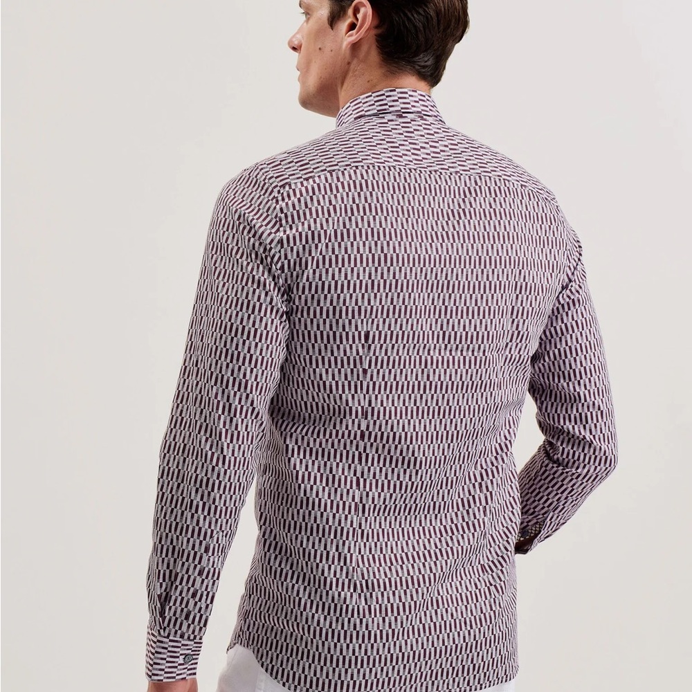 Ted Baker Men's Patterned Shirt - Black and White - Picture 3 of 7